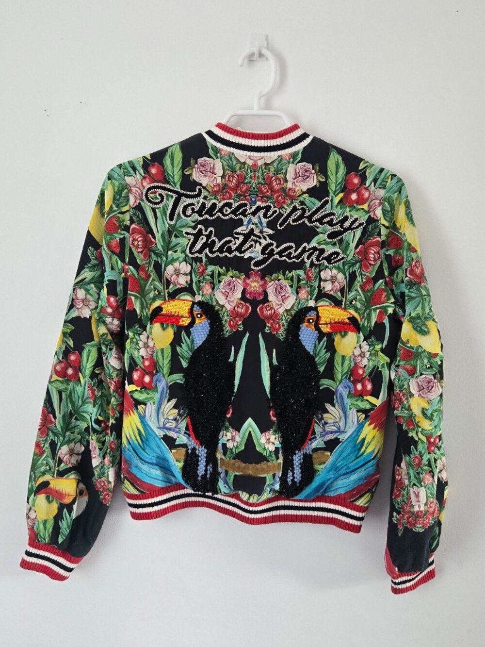 Camilla Toucan Play Reversible 2 Way Bomber Jacket Embroidered Size XS